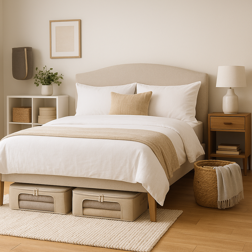 Calm organized bedroom